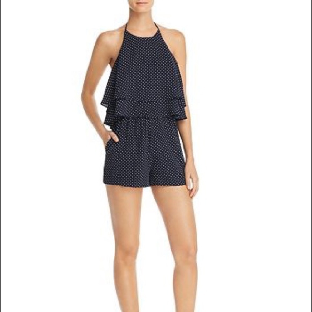 Aqua Polka Dot Halter Romper from Bloomingdales